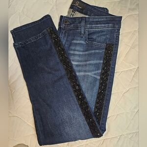 CJ by Cookie Johnson -Pearl Slouchy - Sequined leg Denim Jeans Size 26
